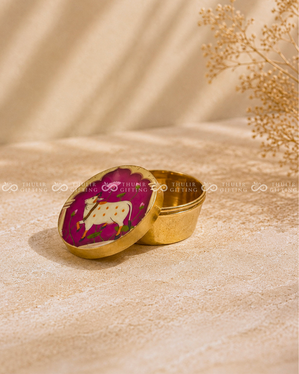 Pichwai Brass Kumkum Box (Assorted)