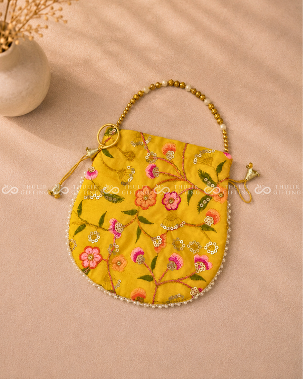 Embroidered Potli Bag with Pearl Handle (Assorted )