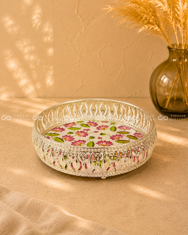 German Silver Floral Tray - 8 Inch (Assorted)