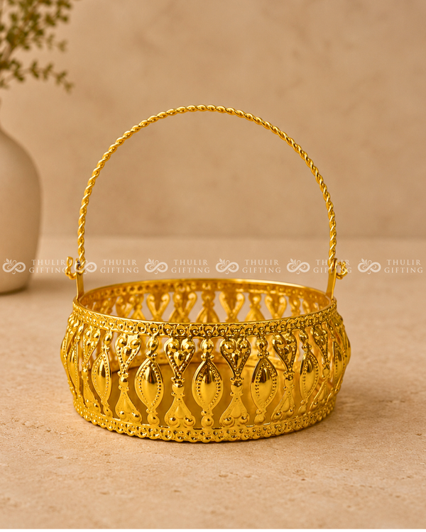 Golden Finish Basket with Handle