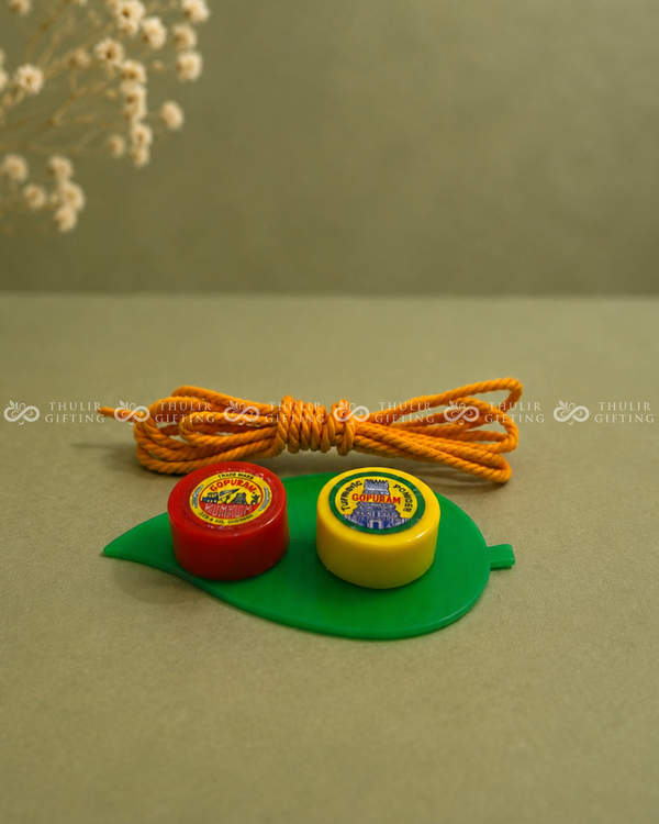 Leaf Shape Manjal Kumkum with Thali Kayiru