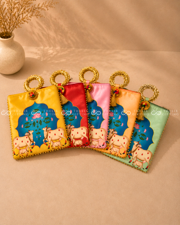 Pichwai Printed Potli Bag with Handle (Assorted)