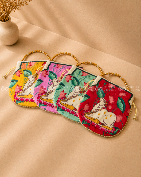 Pichwai Potli Bag with Pearl Handle (Assorted)