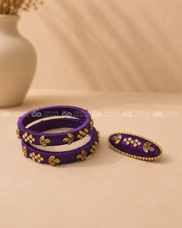 Silk Thread Bangles with Saree Pin