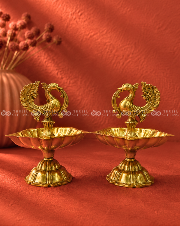 Brass Swan Diya