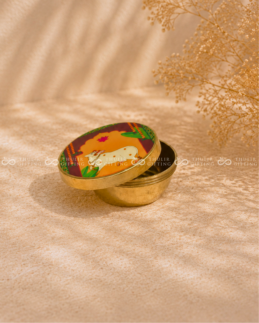 Pichwai Brass Kumkum Box (Assorted)