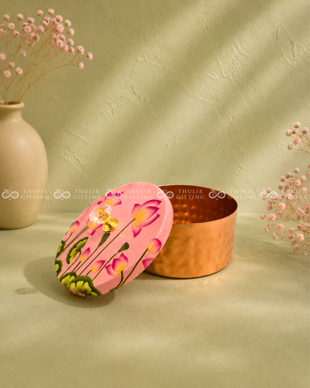 Copper Finish Box with Printed Lid - 4 Inch (Assorted)