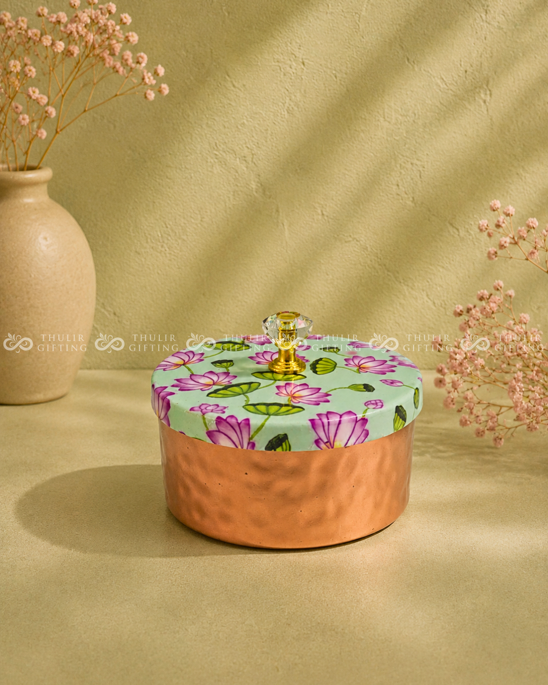 Copper Finish Box with Printed Lid - 4 Inch (Assorted)