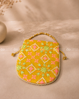 Designer Embroidery Potli Bag with Pearl Handle – Assorted