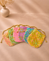 Designer Embroidery Potli Bag with Pearl Handle – Assorted
