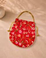 Embroidered Potli Bag with Pearl Handle (Assorted )