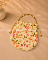 Embroidered Potli Bag with Pearl Handle (Assorted )