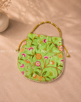 Embroidered Potli Bag with Pearl Handle (Assorted )