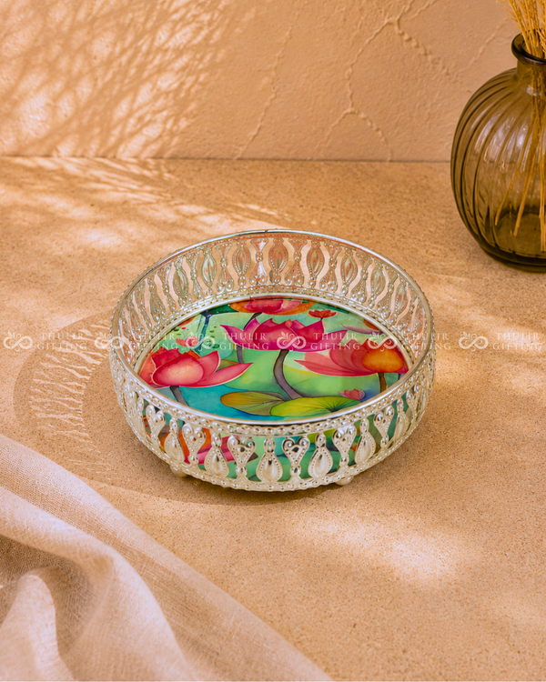 German Silver Floral Tray - 6 Inch (Assorted)