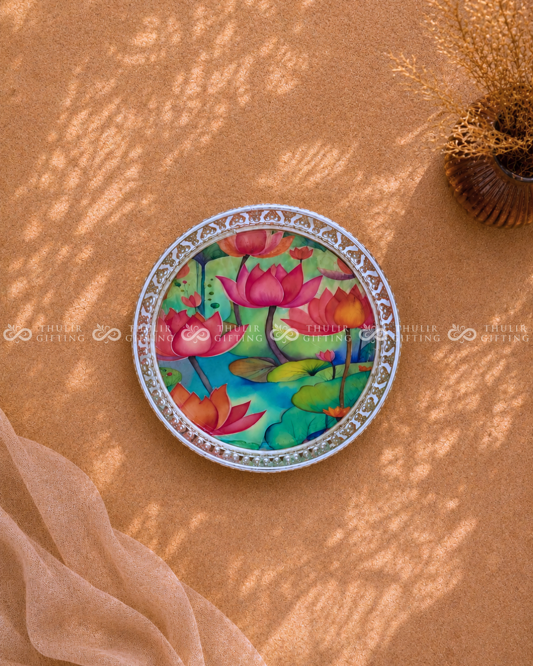 German Silver Floral Tray - 6 Inch (Assorted)