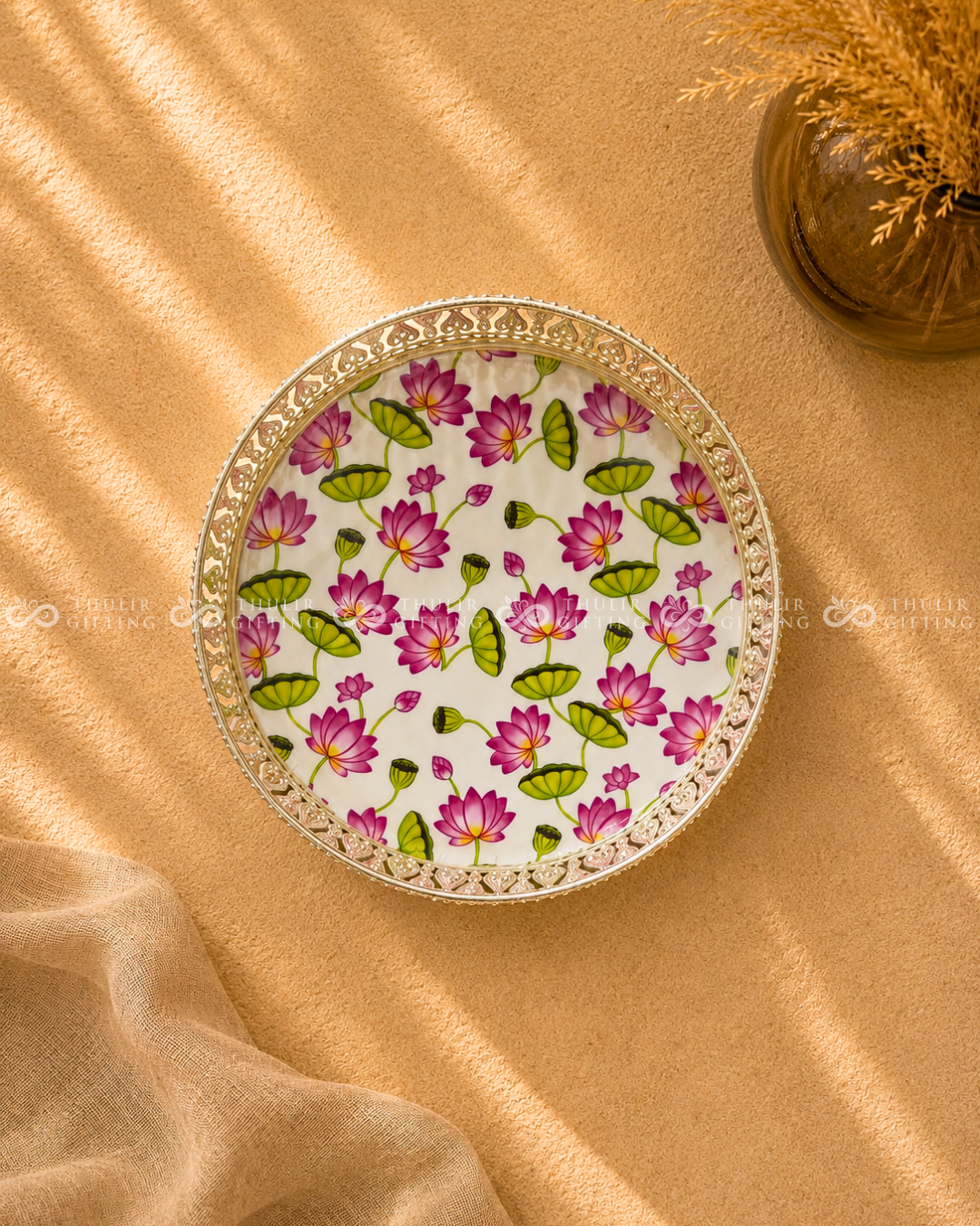 German Silver Floral Tray - 8 Inch (Assorted)