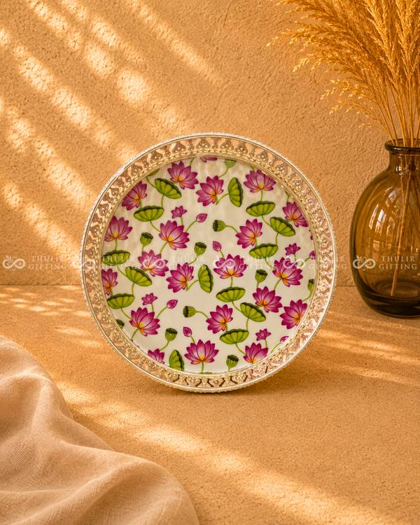 German Silver Floral Tray - 8 Inch (Assorted)