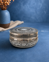 Floral Meenakari Steel Box – Silver