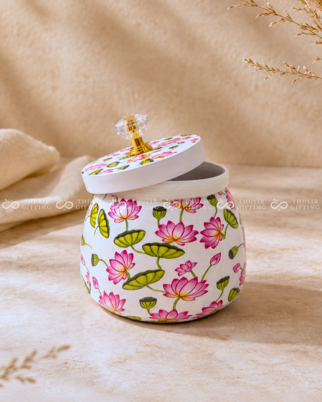 Floral Metal Jar – 4 Inch (Assorted)