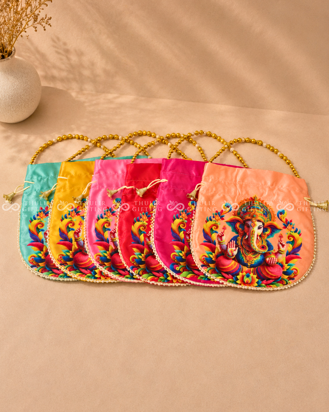Ganesha Potli Bag with Pearl Handle (Assorted)