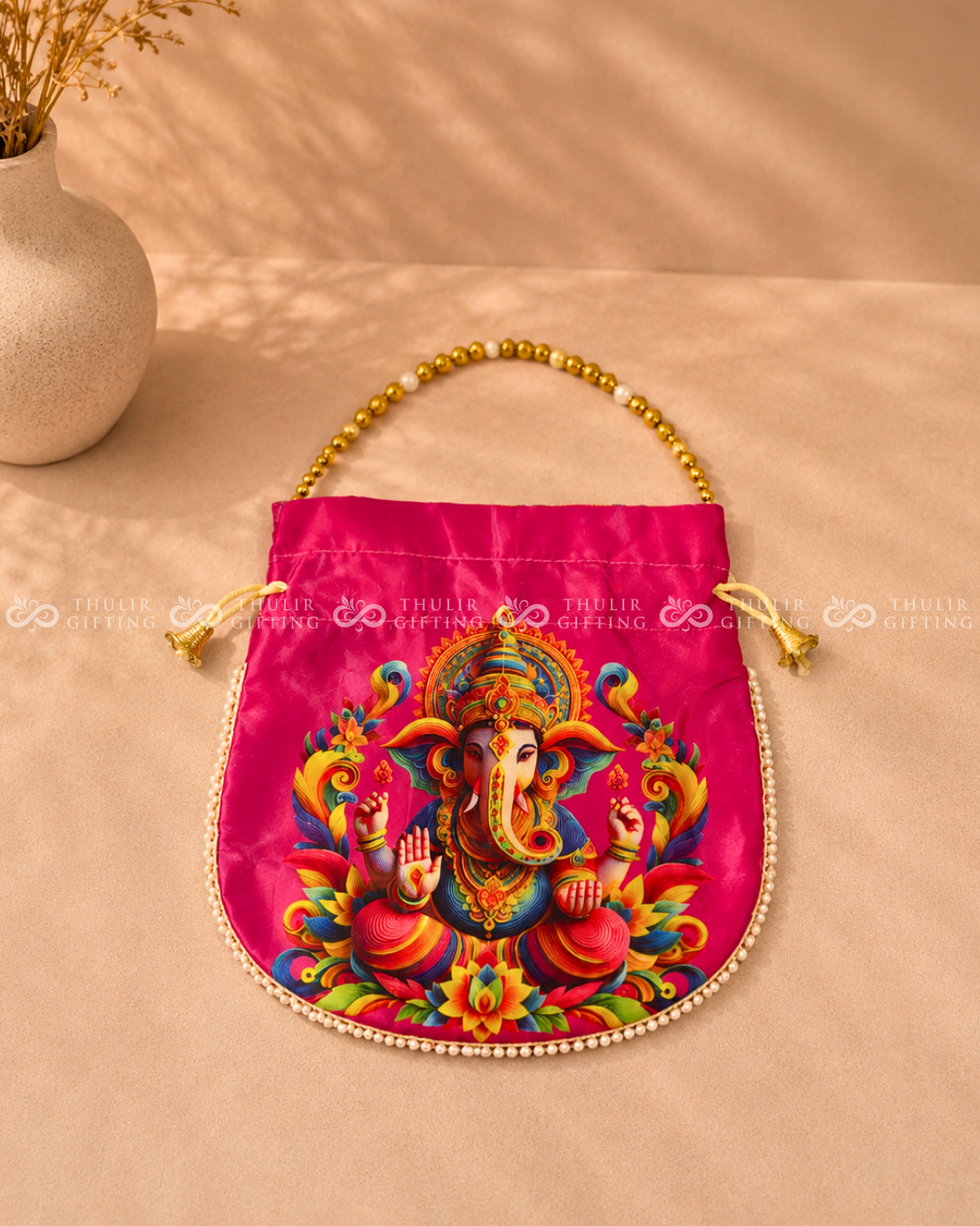 Ganesha Potli Bag with Pearl Handle (Assorted)