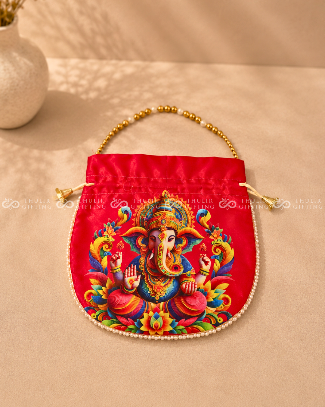 Ganesha Potli Bag with Pearl Handle (Assorted)
