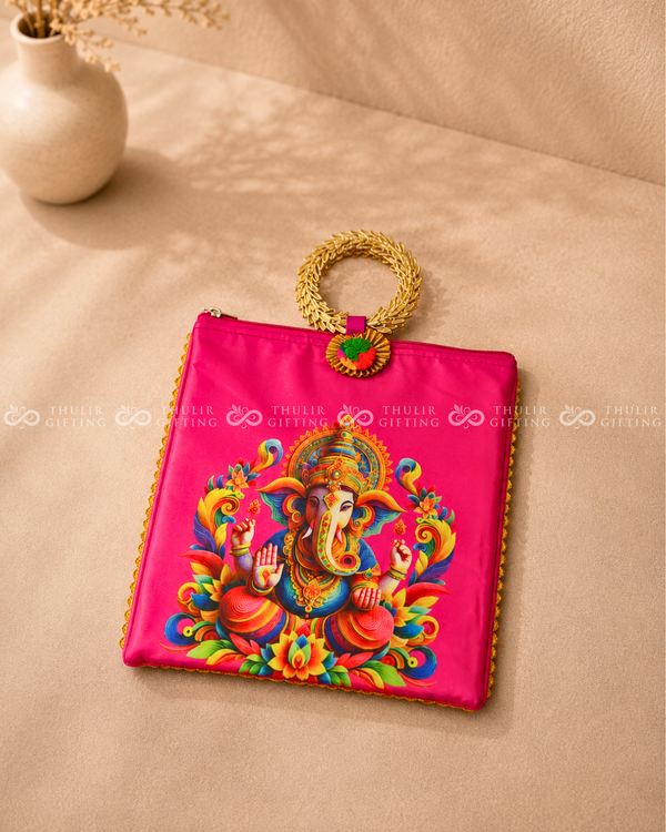 Ganesha Printed Potli Bag with Handle (Assorted )