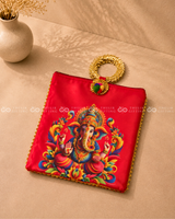Ganesha Printed Potli Bag with Handle (Assorted )