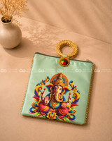 Ganesha Printed Potli Bag with Handle (Assorted )