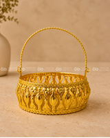 Golden Finish Basket with Handle