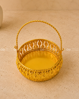 Golden Finish Basket with Handle