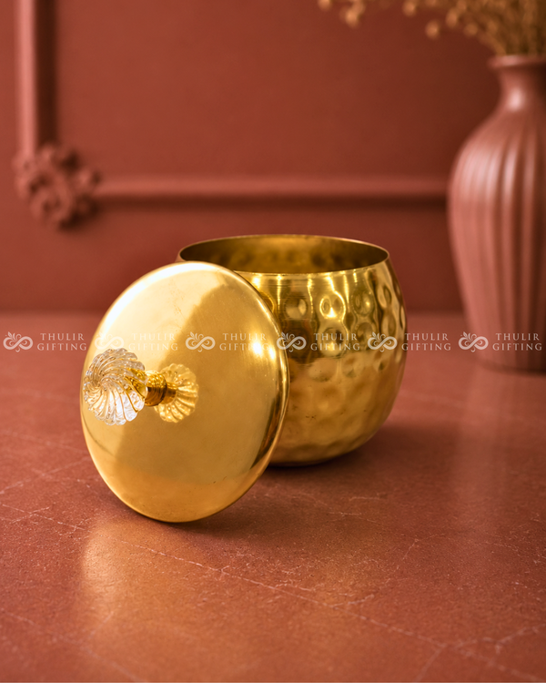 Golden Finish Metal Jar - 5 Inches