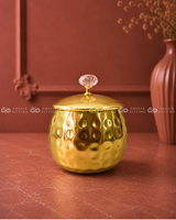 Golden Finish Metal Jar - 5 Inches