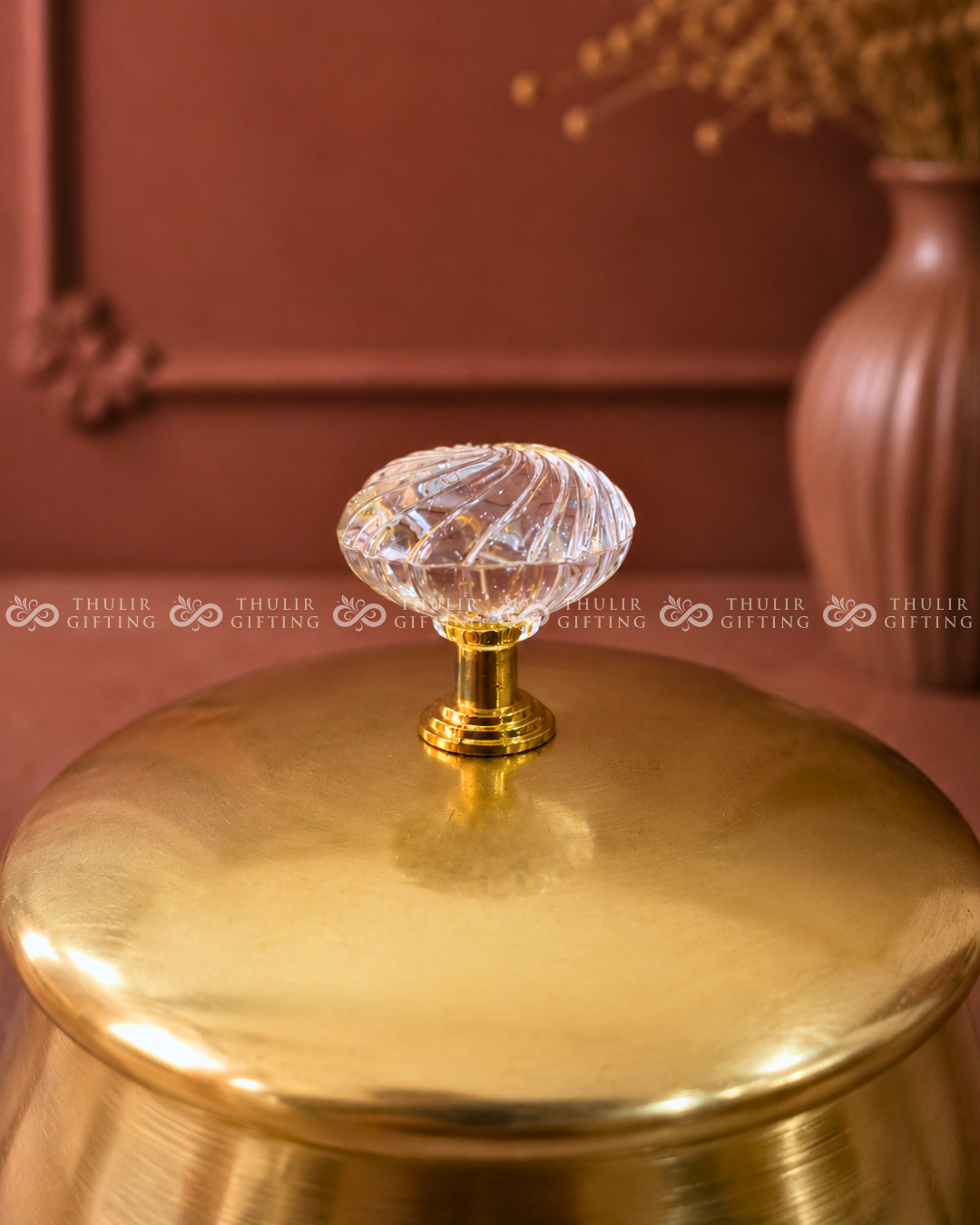 Golden Finish Metal Jar - 5 Inches
