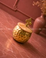 Golden Finish Wooden Lid Jar - 4 Inches
