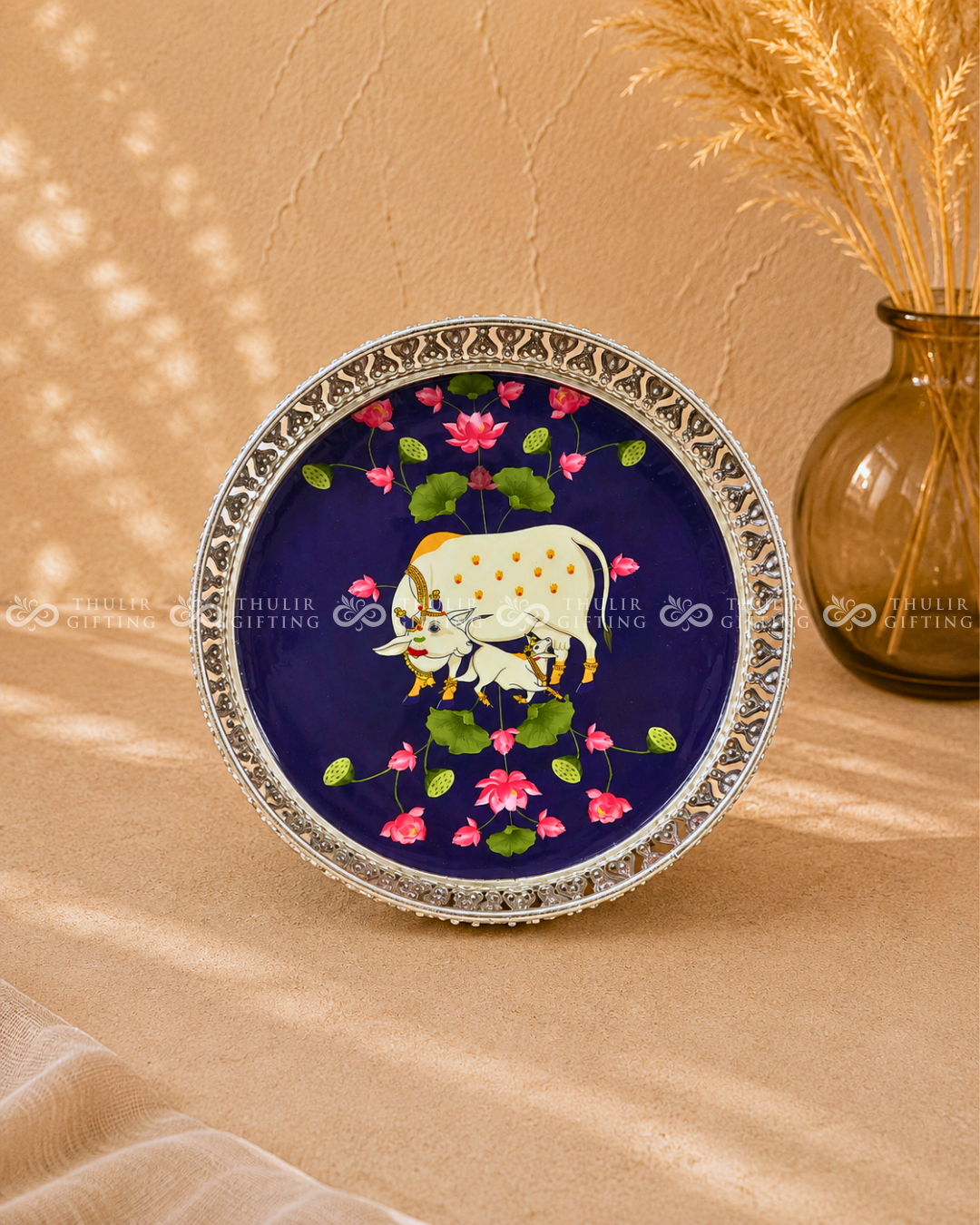 German Silver Pichwai Tray - 8 Inch (Assorted)