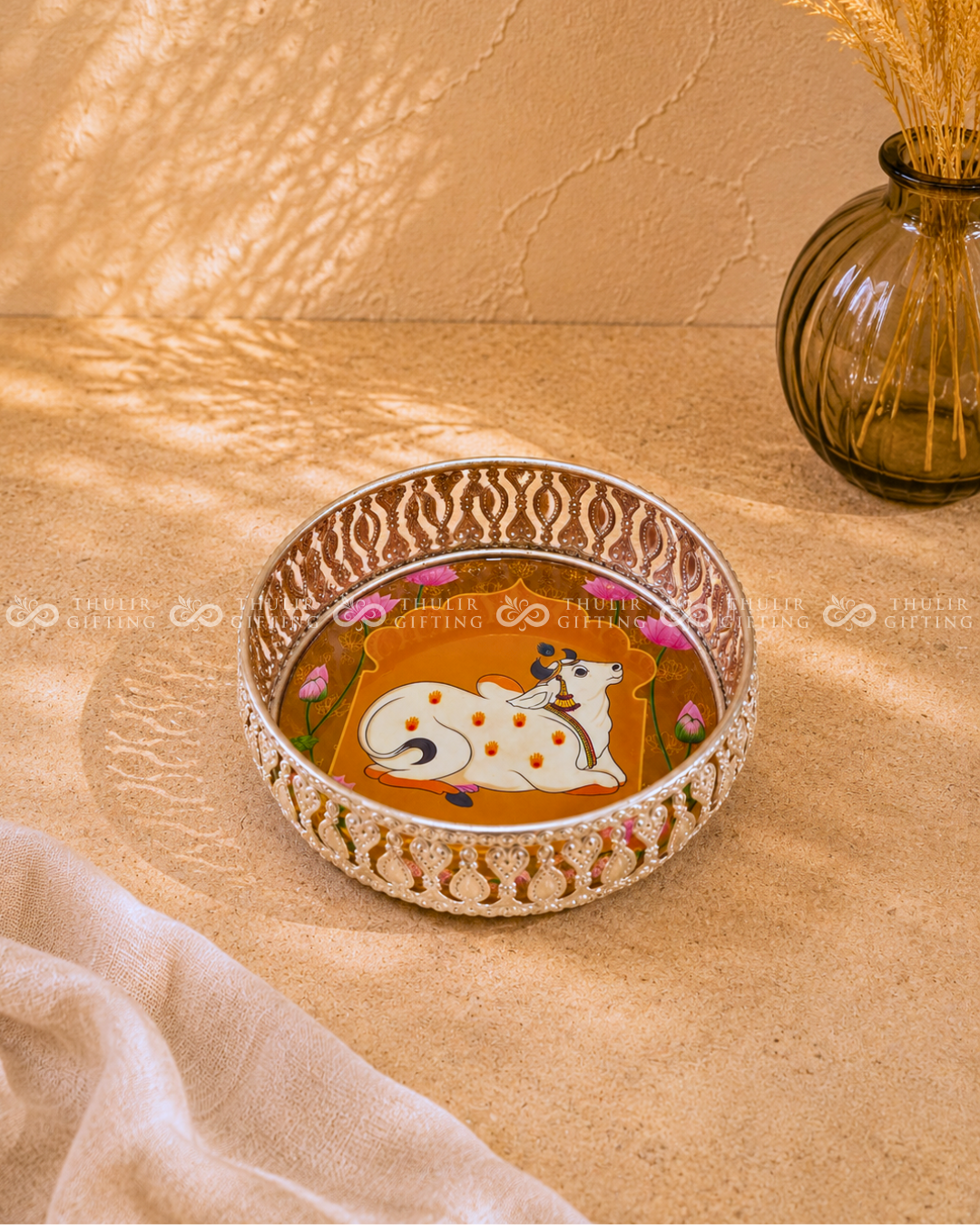 German Silver Pichwai Tray - 6 Inch (Assorted)