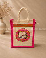 Pichwai Printed Jute Gift Bag