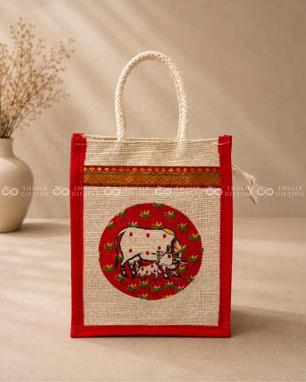 Pichwai Printed Jute Gift Bag