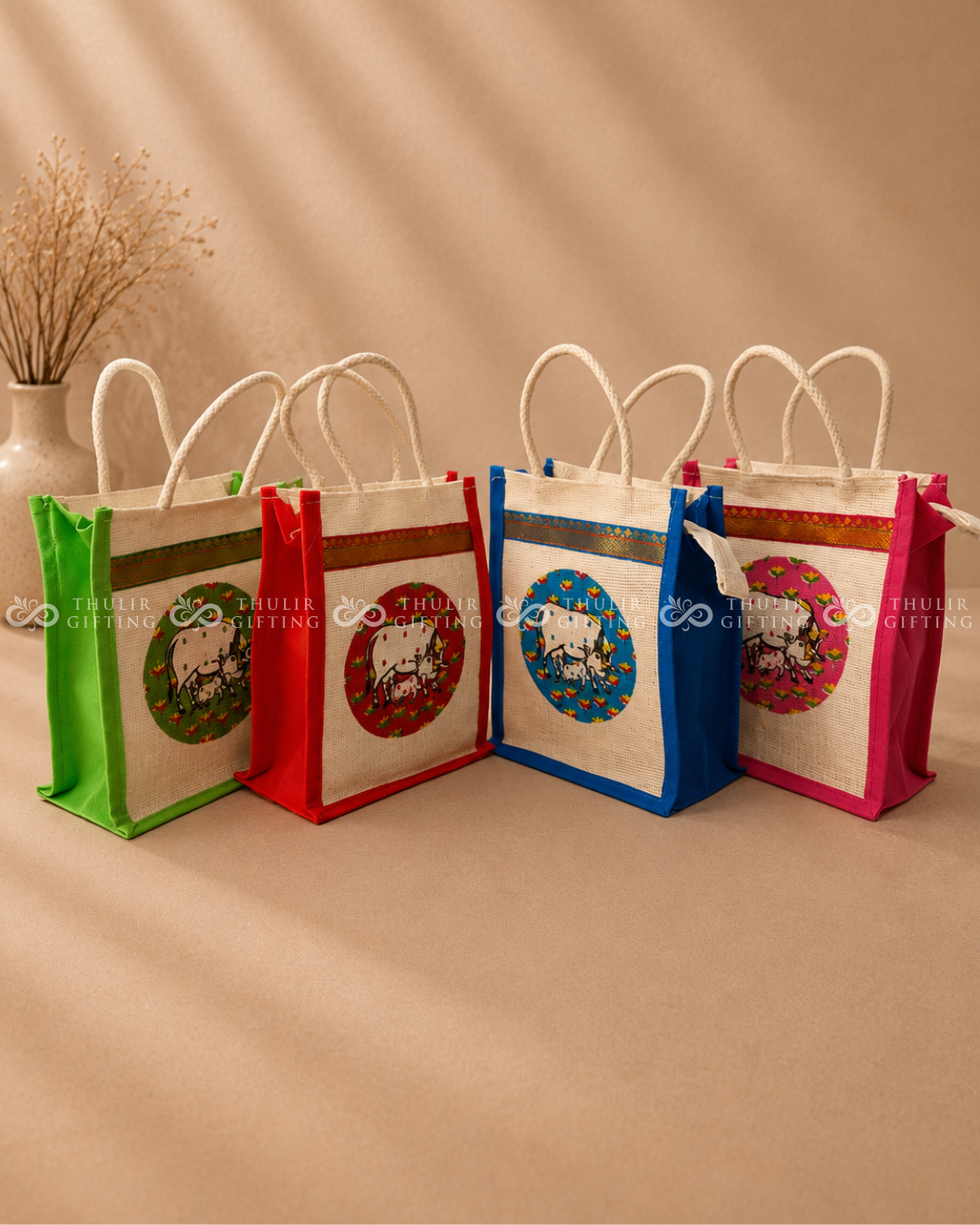 Pichwai Printed Jute Gift Bag