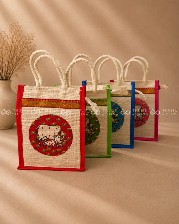 Pichwai Printed Jute Gift Bag