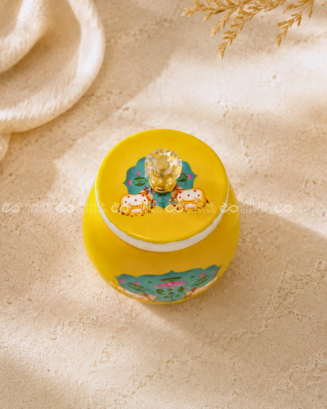 Pichwai Metal Jar – 4 Inch (Assorted)