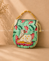 Pichwai Potli Bag with Pearl Handle (Assorted)