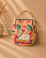 Pichwai Potli Bag with Pearl Handle (Assorted)
