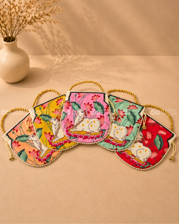 Pichwai Potli Bag with Pearl Handle (Assorted)