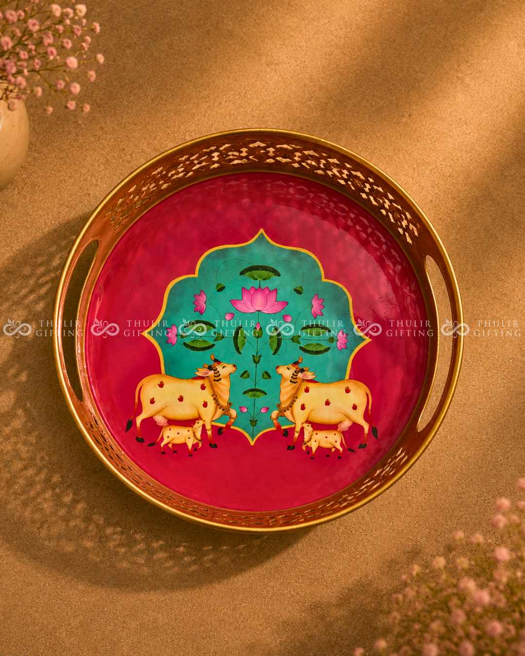 Pichwai Metal Tray- 8 Inch (Assorted)