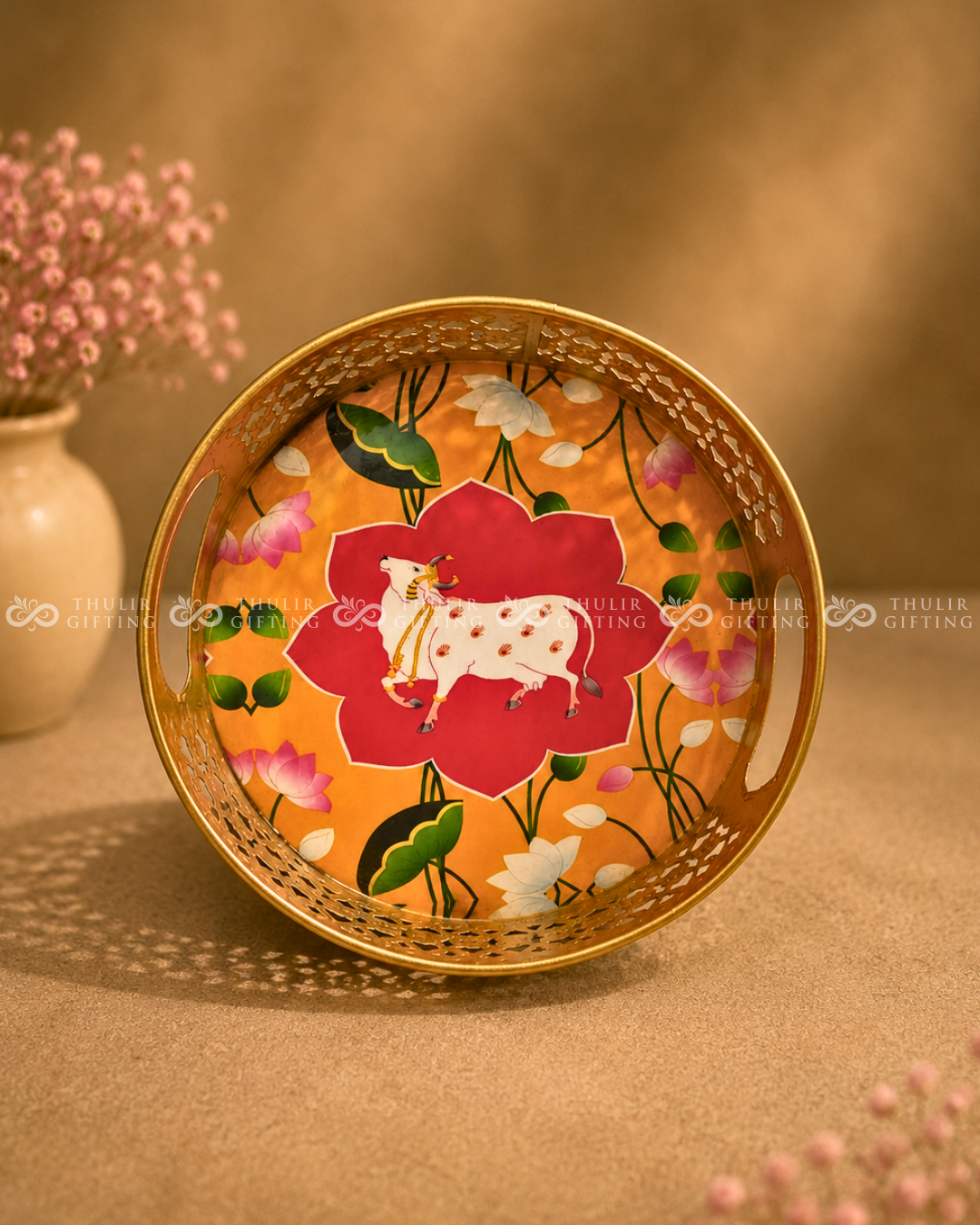 Pichwai Metal Tray- 8 Inch (Assorted)
