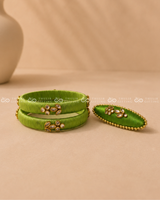 Silk Thread Bangles with Saree Pin