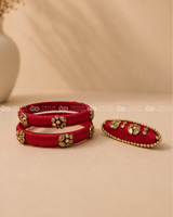 Silk Thread Bangles with Saree Pin