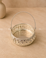 Silver Finish Basket with Handle